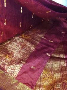 new women trendy Saree 🧿 Elegant Red &amp; Gold
