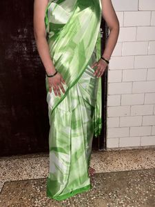 Elegant Green pure crepe Silk Saree