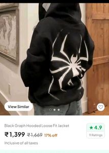 black graph hooded loose fit jacket