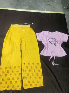 Yellow Palazzo and Pink Top Set