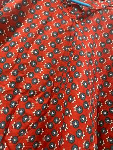 Red Printed Cotton Kurta