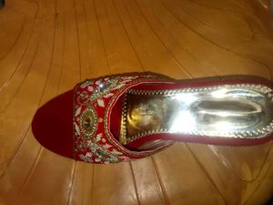 Embellished Red Ethnic Footwear for Women