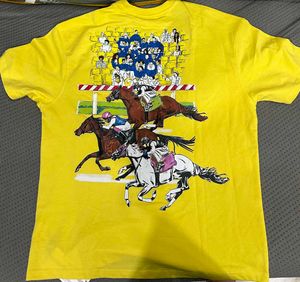 oversized bluorng yellow graphic print t shirt