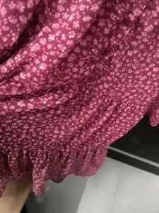 Chic Floral Print Ruffled Dress frock