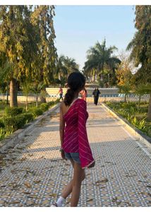 Stylish Pink Kurta with One Shoulder Design