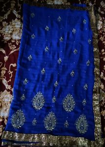 Royal Blue Embroidered Saree