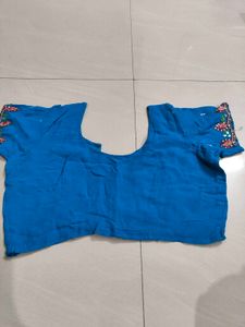 Vibrant Blue Embroidered Blouse