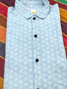 Men's Light Blue Geometric Print Shirt
