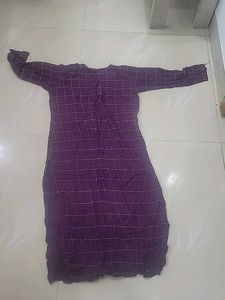 Purple Checkered Kurta