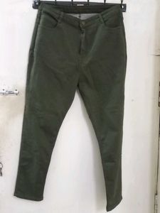 Olive Green Colour Denim Jeans