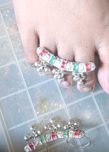 Silver Anklets with Colorful Accents