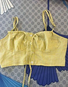 Cute Yellow Gingham Crop Top