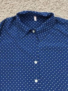 Blue Polka Dot Button-Up Shirt