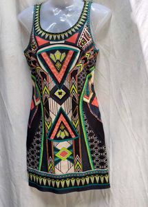 I. Vibrant Geometric Print Sleeveless Dress