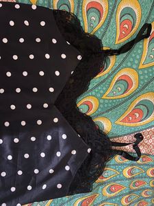 Black Polka Dot Lace Trim Cami Top
