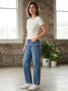 Ribbed short-sleeve top