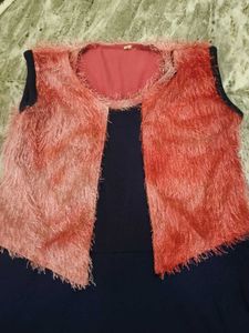Chic Faux Fur Trimmed Maxi Dress