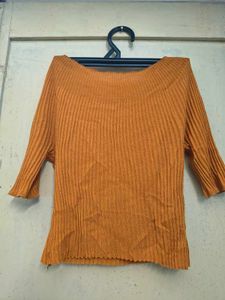 Ribbed Boat Neck 3/4 Sleeve Top