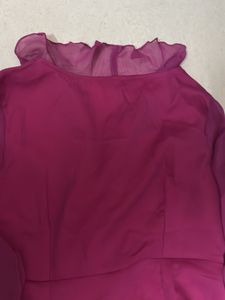 Chic Fuchsia Sheer Blouse with Floral Detail