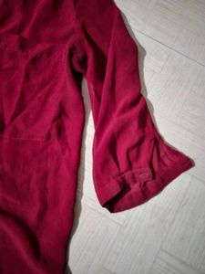 Burgundy Three Quarter Sleeve Top
