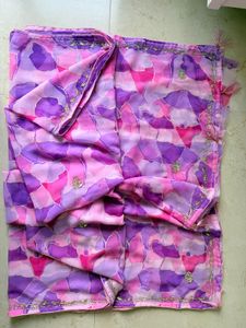 Unused Purple &amp; Pink Chffon Saree