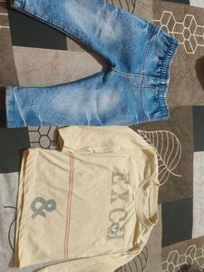 Cute Denim Jeans & T-Shirt Set