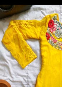 Yellow Embroidered Ethnic Gown