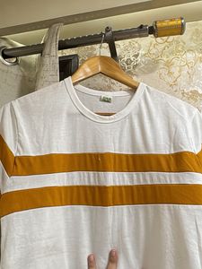 AUSK White &amp; yellow Striped T-Shirt