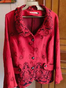 Vibrant Red Textured Blazer