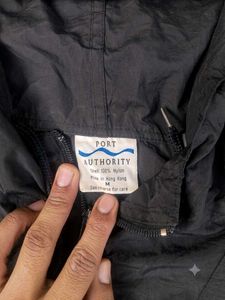 Black Hooded Pullover Anorak Jacket