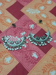Boho Peacock Pearl Hoop Earrings