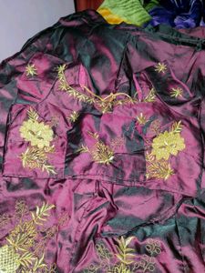 Purple &amp; Gold Embroidered Lehenga
