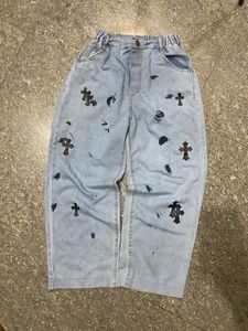 Cross Print Denim Jeans