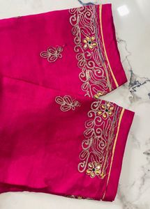 Stunning Pink Embroidered rajputi pure kurti kachl