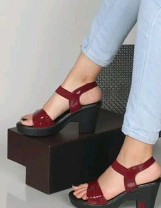 Red Platform Heel Sandals