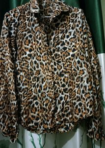 Leopard Print Button-Up Shirt