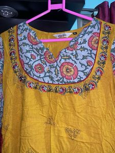 Yellow Floral Print Kurta