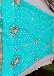 ✨💙Beautiful Cyan Colour Saree ✨💙