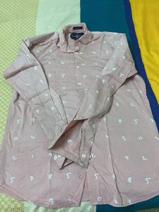 Men's Pink Number Print Casual Shirt