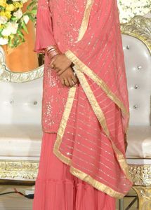 Elegant Pink Sequined sharara Set