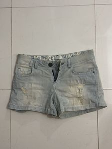 Striped Denim Shorts