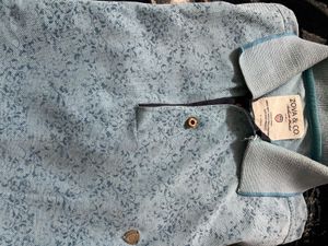 Stylish cyan Patterned Polo Shirt