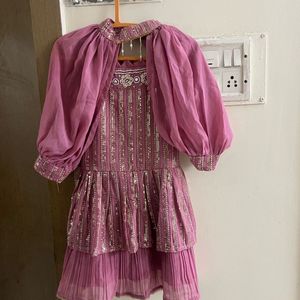 Elegant Tiered Kurta Set with Palazzo Pants