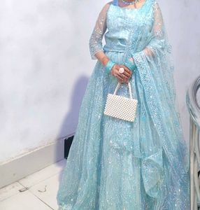 Stunning Blue Sequined Lehenga Choli