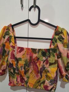 Vibrant Abstract Print Crop Top