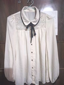Cream Floral Peter Pan Collar Blouse