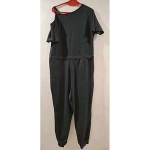 Solid Black Relaxed Fit Jumpsuit