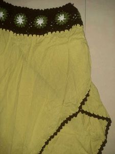 💚 Lemon-Green Bohemian Crochet Skirt - Free Size