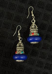 Navratri Blue Beaded Ethnic Danglers