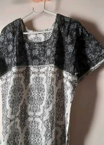 Women's Black and White block print Kurti